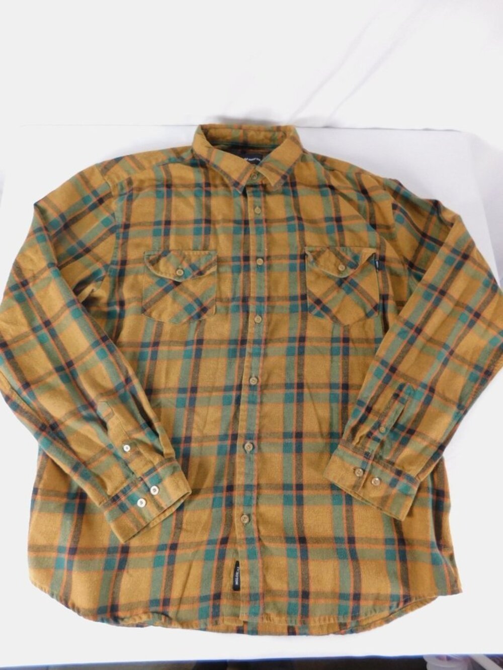 Molokai Surf Co Shirt Mens 2XL Brown Plaid Flannel Button-Up Long Sleeve Pockets - Picture 5 of 11